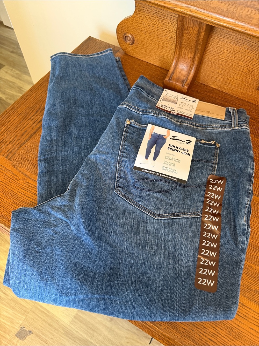 Seven7 Medium Blue Tummyless High-Rise Skinny Jeans Size 22W